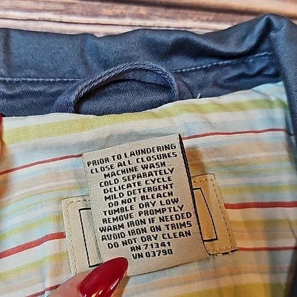 NEW VINTAGE L.L.BEAN BLUE LONG SLEEVE BUTTON-UP CROPPED JACKET - Picture 16 of 16